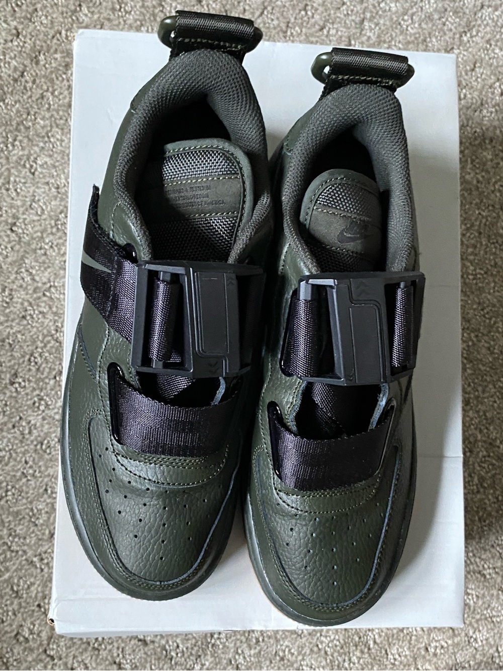 Nike Air Force 1 Utility (GS) Box Label — Olive Green and Black
